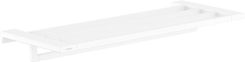hansgrohe AddStoris - Handtuchablage mit Handtuchhalter, Badetuchhalter für Wandmontage, verdeckte Befestigung, Badezimmer Zubehör, Mattweiß, 41751700