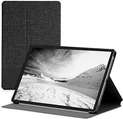 kwmobile Carcasa Compatible con Lenovo Tab P11 Pro - Funda de Tela para Tablet con Soporte en Antracita/Negro