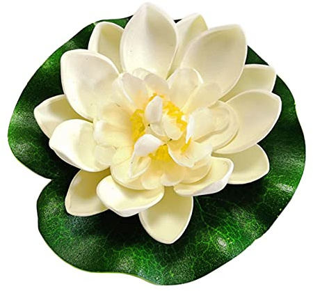 Anawakia 5 Stück Künstliche Pflanzen Teichpflanzen Lotus künstliche lotusblüte Lotusblatt Seerose künstliche Blumen Wasserlilie Schwimmend Lotusblüte Simulation Seerose 10 cm (Weiß)