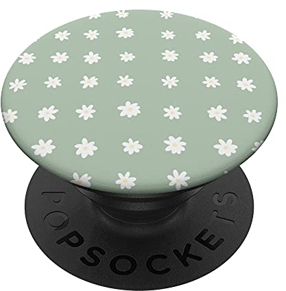 Boho-neutrale Farben, Weiß, SommerGänseblümchen, hellgrünes Muster PopSockets Klebender PopGrip