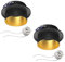 ledscom.de 2 Stück Deckeneinbaurahmen KRON, rund, schwarz/gold matt (GU10/MR16/GU5,3/50mm) inkl. GU10 Fassung
