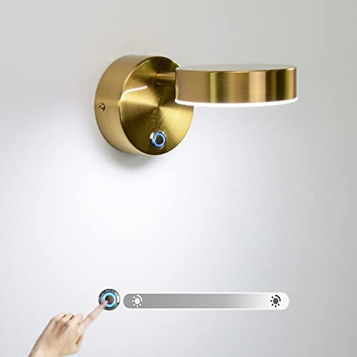 VOMI Schwenkbar Wandlampe Innen Mit Schalter Touch Wandleuchte LED Dimmbar Schlafzimmer Lampe Wand Leselampe Bett Drehbar Wandbeleuchtung Aluminium Metall Wohnzimmer Esszimmer Spiegel Hotel Flur,6000k