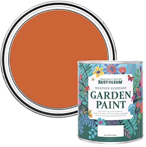 Rust-Oleum Peinture Orange Résistante à l'humidité pour Jardins, Finition Mate - Thé Chaï 750ml