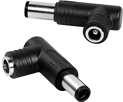 RIIEYOCA Adaptador de Corriente CC, Adaptador de CC de ángulo de 90 Grados, Enchufe Macho de 7,4 mm x 0,6 mm a convertidor de acoplador de Conector Hembra de 5,5 mm x 2,5 mm (2 Piezas)