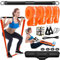 DASKING Fitnessbänder Krafttraining mit Stange, Resistance Bands Set- 4 Widerstandsbänder, 75cm Detachable Fitness Bar, Griffe für Klimmzug Bänder -Fitnessgeräte für Zuhause, Home Gym Sport Equipment