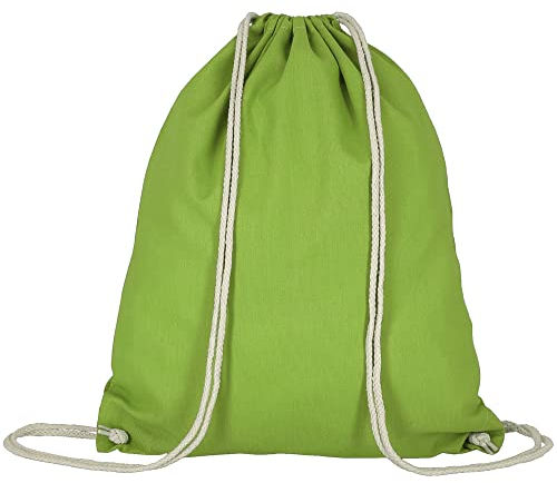 Veproli Baumwoll Turnbeutel Sportbeutel Zuziehbeutel Gymsack Sack Jute Schule Rucksack (Hellgrün)