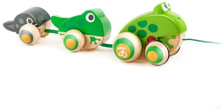 Hape Nachziehbare Frosch-Familie, Nachziehtier, Nachziehspielzeug