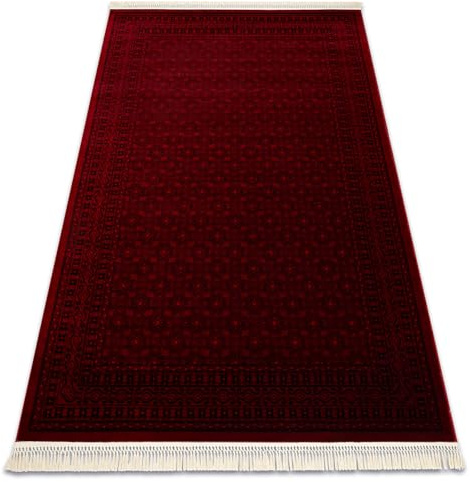 rugsx Orient 2958 Burgund Schwarz Teppich mit Fransen Wohnzimmer 200x290 cm