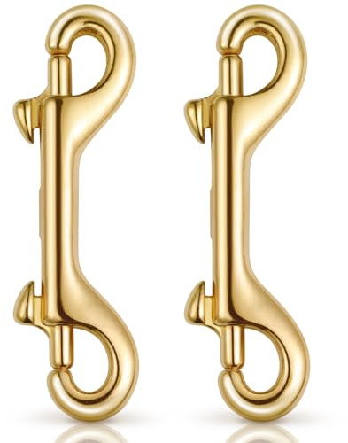 ULTECHNOVO Flag Pole Clips Keyring Clips Brass Double End Snap, Brass Clasp Bolt Snaps Double Ended Hook for Diving Luggage Outdoor Mountaineering (90mm, 2pcs) Clasp