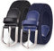 TANGCHAO 2 Stücke Stoffgürtel Stretchgürtel Elastik Flechtgürtel Geflochtener und Elastischer Dehnbarer Gürtel für Damen und Herren Breite 3.3cm Schwarz+Blau 105cm