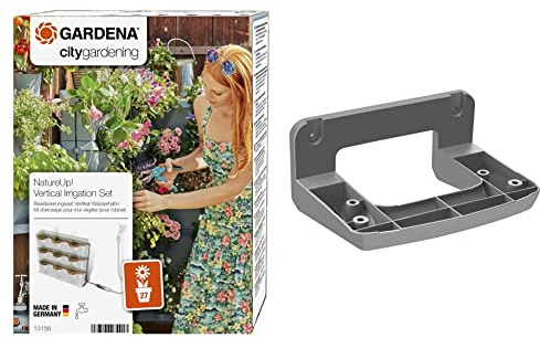Gardena NatureUp! Bewässerungsset Vertikal Wasserhahn: Bewässerungssystem für bis zu 27 Pflanzen & NatureUp! Wandhalterung Vertikal: Wandaufhängung für 3 Pflanzbehälter des vertikalen Gartensystems