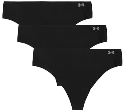 Under Armour Damen Pure Stretch Tanga Unterwäsche, 3er-Pack, Schwarz - Core, L