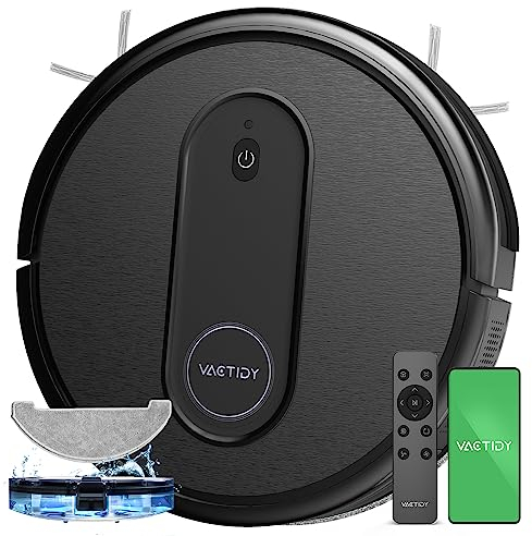 Vactidy T7 Robot Vacuum and Mop Combo, WiFi/App/Alexa/Siri Control, Robotic Vacuum Cleaner with Schedule, 2-in-1 Watertank and Dustbin, Self-Charging, Slim, for Hard Floor, Pet Hair, Carpet