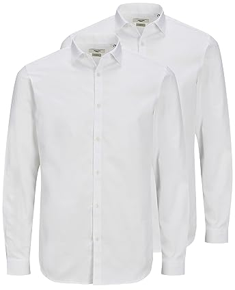 JACK & JONES Chemise, à Manches Longues, pour Homme, 2 x Blanc., XXXL