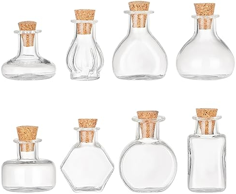 PH PandaHall Mini Glasflaschen Im 8 Stil Klare Glasgefäße Leere Wunschflaschen Mit Korkstopfen Winzige Treibflaschen Zaubergläser Für Hochzeit Party Dekoration Halloween Gastgeschenke
