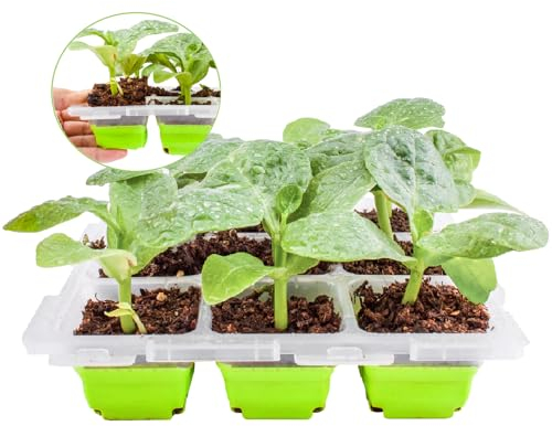 QTUN Bandejas Semilleros de Germinacion, 9 Celdas Bandeja de Germinación de Plantas, Bandejas para Inicio de Semillas Reutilizables, Mini Invernadero Bandejas de Cultivo Germinación