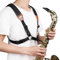 JIAMIAN Saxophon-Schultergurt, Universal Doppel-Schultergurt aus Leder für Saxofon, Saxophongurt aus Leder mit Verbreiterte Schulterpolster und Verstellbare Schnalle für Jeden Saxophonisten (braun)