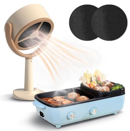 Hotte de Cuisine Portable, avec Ventilateur d'extraction à 2 Vitesses, Mini Hotte Aspirante, Forte Aspiration, Hotte Aspirante Mobile, à Faible bruit, pour Maison Cuisine (2 filtrante)