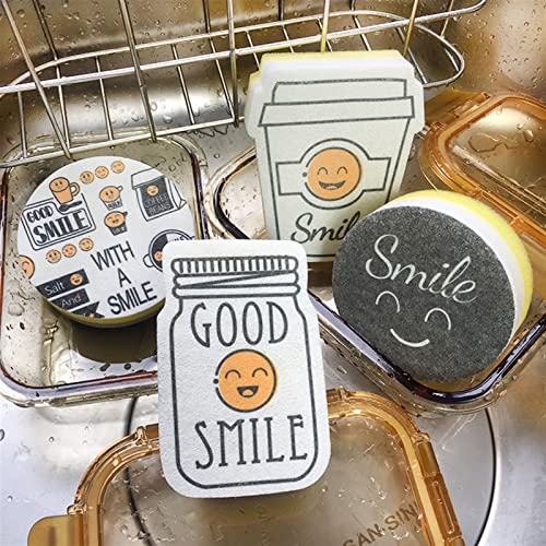 SmileGlow Kitchen Wonders: Paño mágico descontaminante para Lavar Platos con diseño de Cara Sonriente, estropajos súper absorbentes para una Limpieza sin Esfuerzo, Accesorios Esenciales de Cocina
