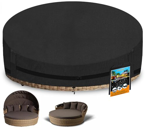 AXPQHL Abdeckhaube Sonneninsel,Schutzhülle Sonneninsel aus 600D Schwerlast-Reißfest-Oxford-Gewebe,mit Belüftungsöffnungen Wasserdicht Winddicht UV-Beständiges für Sonneninsel,Schwarz (230 * 90/50)