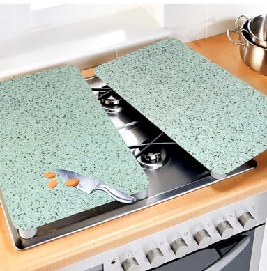 Wenko Set of 2 Universal Gas Electric Induction Hob Stove Covers Chopping Board Worktop Surface Protectors Grey