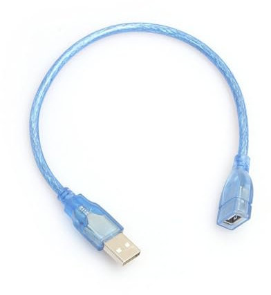 Cavo di prolunga USB 2.0 ad alta velocità da 30 cm Cavo di prolunga USB da maschio a femmina blu trasparente Cavo corto USB con anima in rame