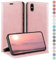 HUOUH für iPhone X/XS 5,8 Hülle mit RFID Schutzhülle aus Lederhülle Handyhülle,360 Grad Schutz Case,Kartenfach Leder ständer Handy hülle für Apple X/XS Klapphülle Wallet Cover Roségold