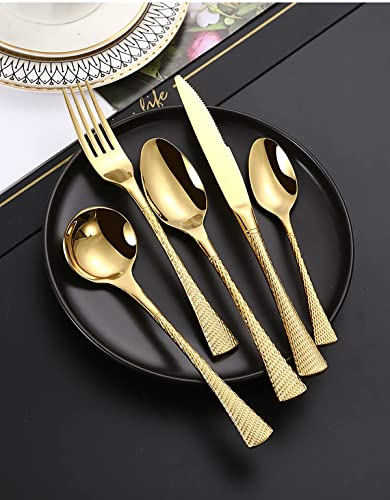 NOALED Lujoso Juego de Cubiertos Dorados de 60 Piezas para 12 Personas, Elegante vajilla Apta para lavavajillas