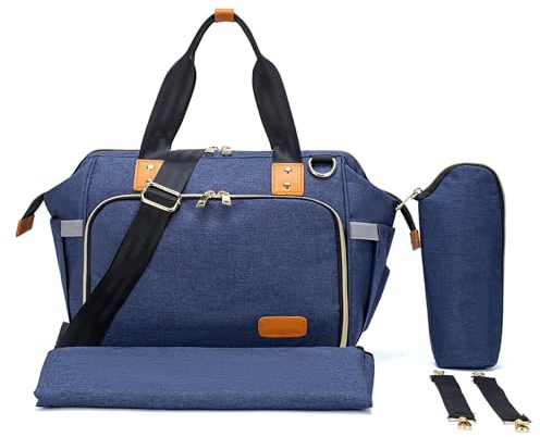 Axcone Wickeltasche Klein für Unterwegs Reise Baby Wickeltasche Bote Messenger mit Isoliertasche und Befestigungshaken Handtaschen(Blue)