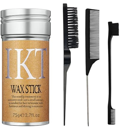 Hair Wax Stick & Black Brush Set -Versatile Hair Styling Kit, Langanhaltender Anti-Frizz, nicht fettender Wax Stick für Frauen Mädchen