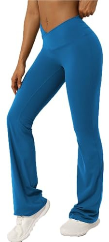 BSLVWG Bootcut Yoga Hosen für Frauen,High Waist Crossover ausgestellte Leggings Breites Bein Bottom Gym Casual Work Flare Hosen