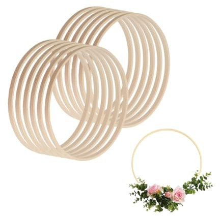 GYWHOOFT Lot de 12 cercles en bois, 15 cm, anneaux en cercle, en bambou, pour mariage, décorations en macramé, guirlandes, réaliser des décorations pour décorations de décoration