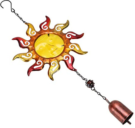 BCOATH 1pièce Cloche à Vent Forme De Soleil Pendentif Décoratif pour Jardin Et Balcon Jaune