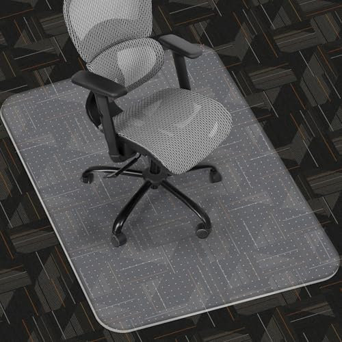 NumRise Office Chair Mat for Carpets, Clear Carpet Protector Chair mat for Low, Flat and No Pile Carpeted Floors, Thick and Sturdy Carpet Protector for Desk Chair (90 X 120cm Rectangle)