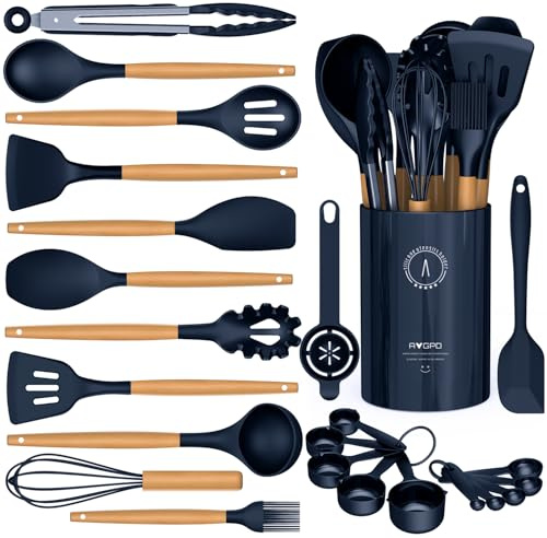 Juego de utensilios de cocina de silicona, resistentes al calor, sin BPA | Juego de espátulas de silicona de grado alimenticio para utensilios de cocina antiadherentes, utensilios de cocina