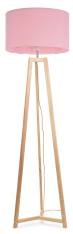ValueLights | Natural Wood Tripod Floor Lamp with Blush Pink Fabric Drum Lampshade Living Room Light | Floor Lamps, Home Décor & Improvement Essential