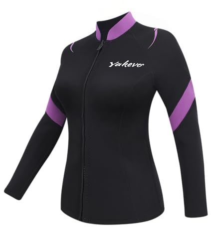 INTBOSS Traje de neopreno para mujer de 3 mm, chaqueta de neopreno de manga larga para mujer, con cremallera frontal, chaqueta térmica para mujer, traje de neopreno para natación, kayak, buceo