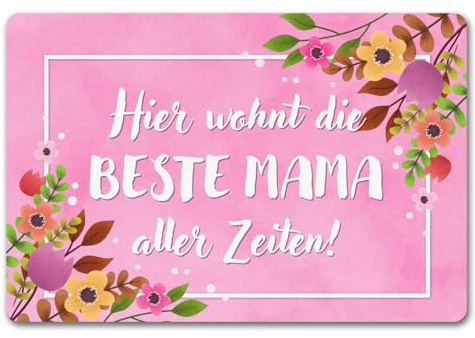 speecheese Hier wohnt die Beste Mama Aller Zeiten Fußmatte in 40x60 cm ohne Rand zum Muttertag als Dekoration an der Haustür für die besten Mamas Aller Zeiten als Danke für Mum zu Ihrem
