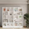 Esspoxi Mehrstöckiges Bücherregal Set, hochwertiges bücherschrank, Bücherregale aus Holz, offene, drehbare Lagerregale für große Gegenstände, stilvolle Eckvitrine mit Solider Rückwand(Weiß,B10+B8)