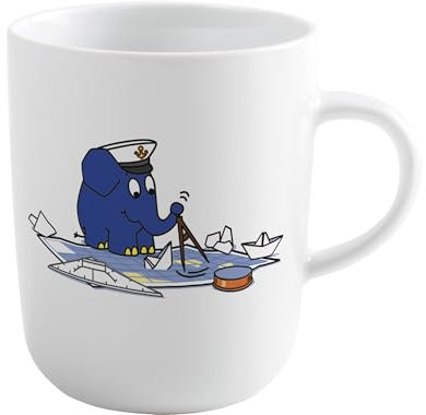 KAHLA DieMaus Becher 0,35 l Kapitän Elefant | weißer Becher im Sendung mit der Maus Design