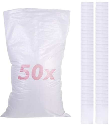 IlGruppone 50 Pezzi Sacchi Multiuso in Rafia per Sabbia Giardino Foglie Edilizia Detriti Macerie Altamente Resistenti in Polipropilene Riutilizzabili Impermeabili - 40x70 cm