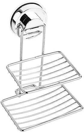 Sosoport Portasapone in Acciaio Resistenti Doppio Strato Ventosa Potente Per Superfici Lisce e Non Porose Come Vetro e Piastrelle in Bagno e Cucina