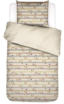 ESSENZA Bettwäsche Amare Vanille, 135x200 cm + 1x 80x80 cm - 100% Baumwollsatin 220TC - Blumen