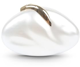 blinkgooblink Clutch weiß Damen, elegante Acryl Abend Clutch Geldbörse in Keimlingsform, Abendtasche mit Kette, Perfekt für Hochzeit, Party & Abschlussball