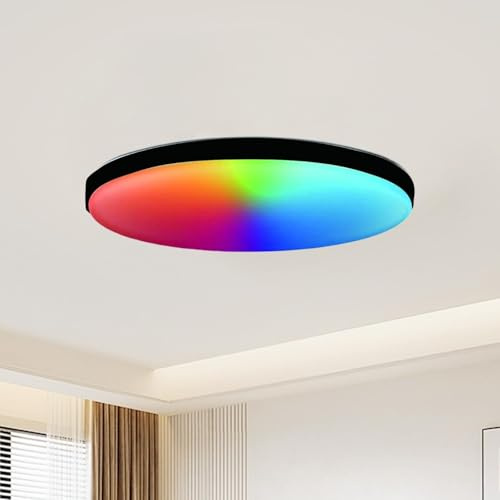 Refein Smart LED Ceiling Light Dimmable, 24W Flush Led RGB Colour Changing | Ceiling Light Compatible with Alexa & Google Home 30CM Ceiling Lamps for Bedroom Bathroom Living Room (2700-6500K)