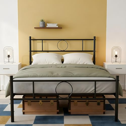 ZECIIYE Platzsparendes Einzelbett 90x190, Dieses Metallbett für Wohnung, Studentenzimmer, Homeoffice, als Gästebett und Tagesbett, Schwarz