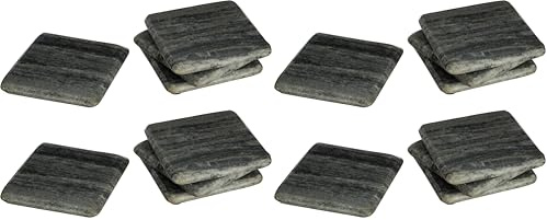 Premier Housewares Marble Square Coasters, Grey, Set of 4 (Pack of 4)