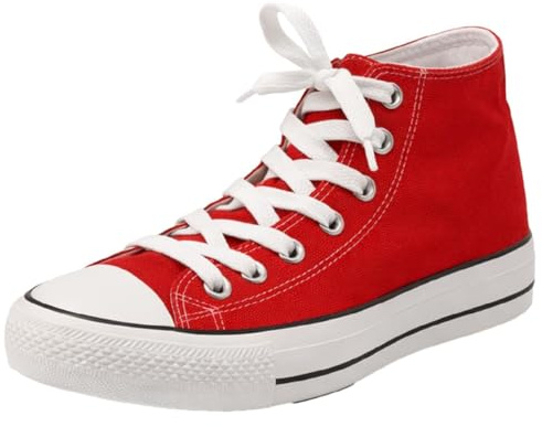 Women's Canvas Platform Hi Top Trainers Lace Up Comfort Sneakers Chunky Outsole