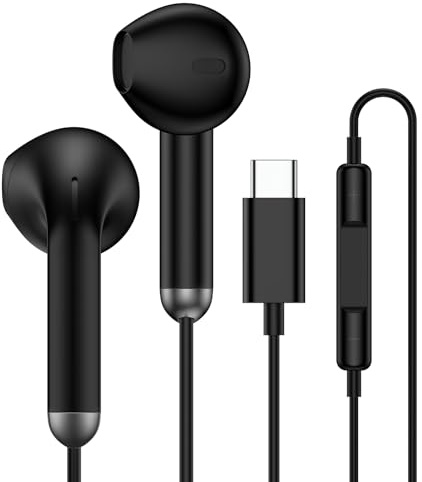 Ecouteurs Filaire USB C,Intra Écouteur USB C Casque pour iPhone 17 16 15 | Écouteurs Filaire Audio Type C avec Micro pour Samsung Galaxy S26 Ultra S25 S24 S23 S22 S21 A17 5g A16 A57 A56 A55 A36