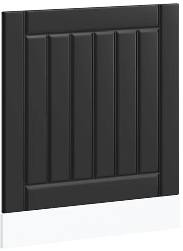 Engineered Wood Dishwasher Panel Lucca Black with Smooth Surface, Compact Kitchen Cabinet for Dishwasher Protection